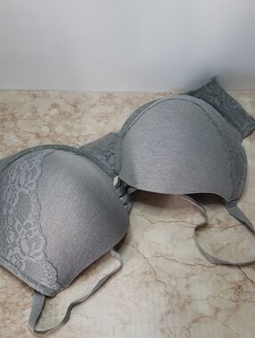 Torrid Gray Lace-Trim T-Shirt Push Up Bra - Women's Intimates 46DD